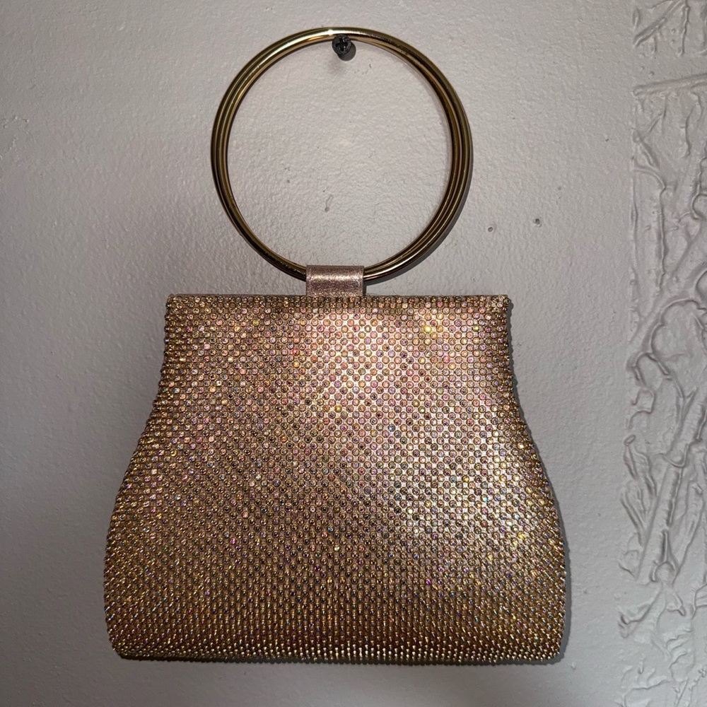 Elegant Rose Gold Sequined Evening Bag